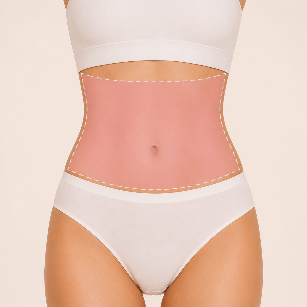 Area covered by Abdomen Wax at Eybonee Spa, Thousand Oaks CA