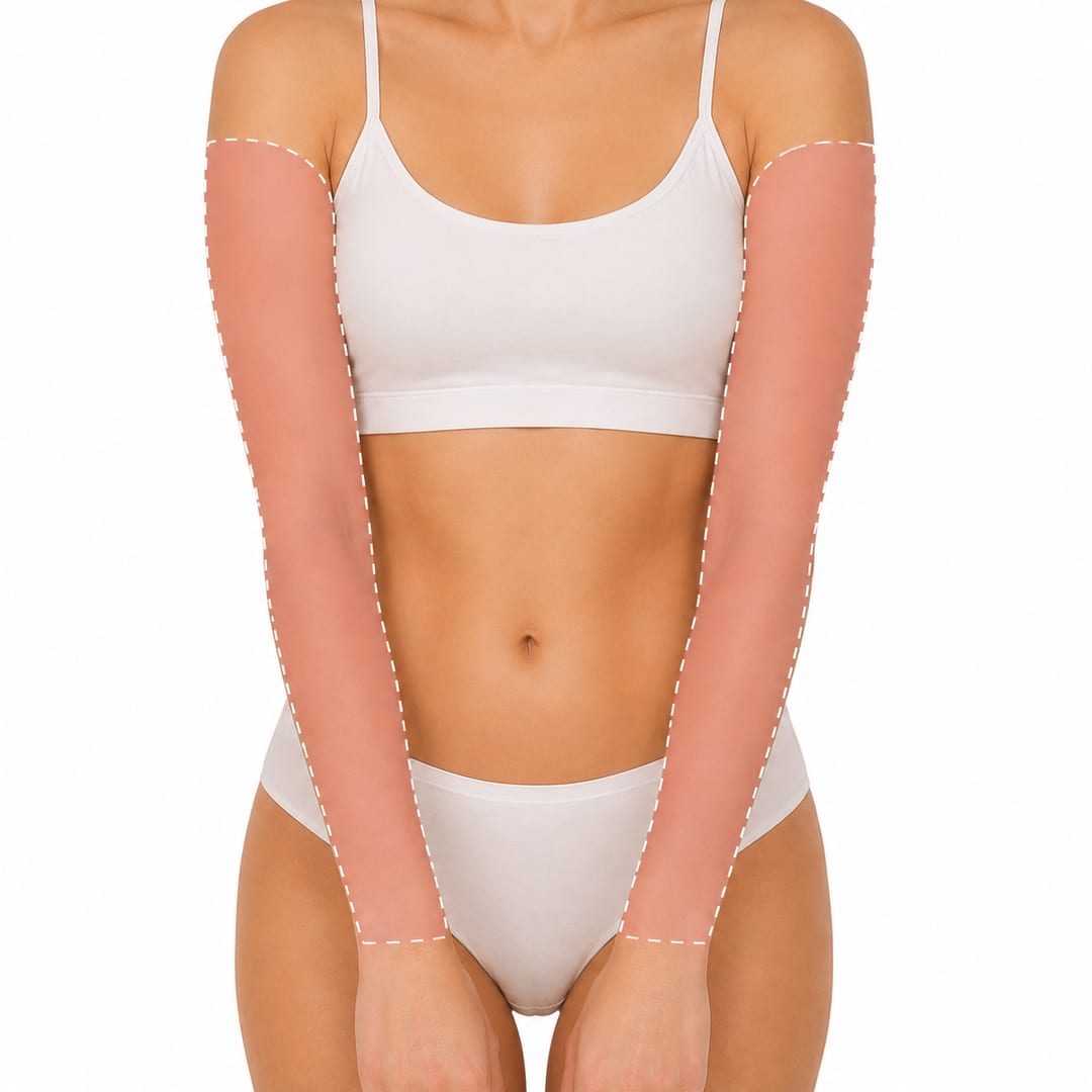 Area covered by Half Arms Wax at Eybonee Spa, Thousand Oaks CA