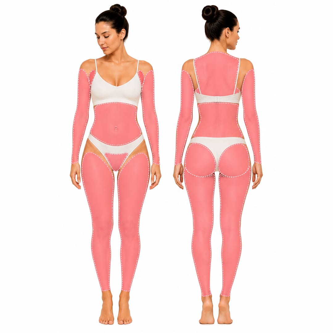 Area covered by Full Body Wax at Eybonee Spa, Thousand Oaks CA