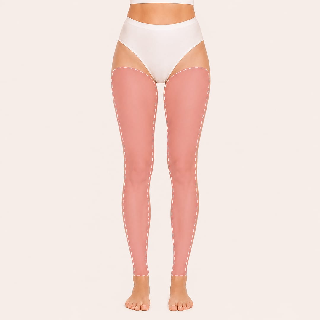 Area covered by Full Legs Wax at Eybonee Spa, Thousand Oaks CA