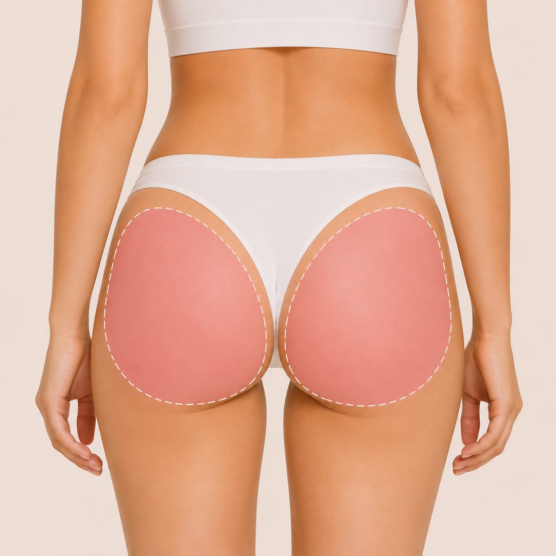 Area covered by Glutes Wax at Eybonee Spa, Thousand Oaks CA