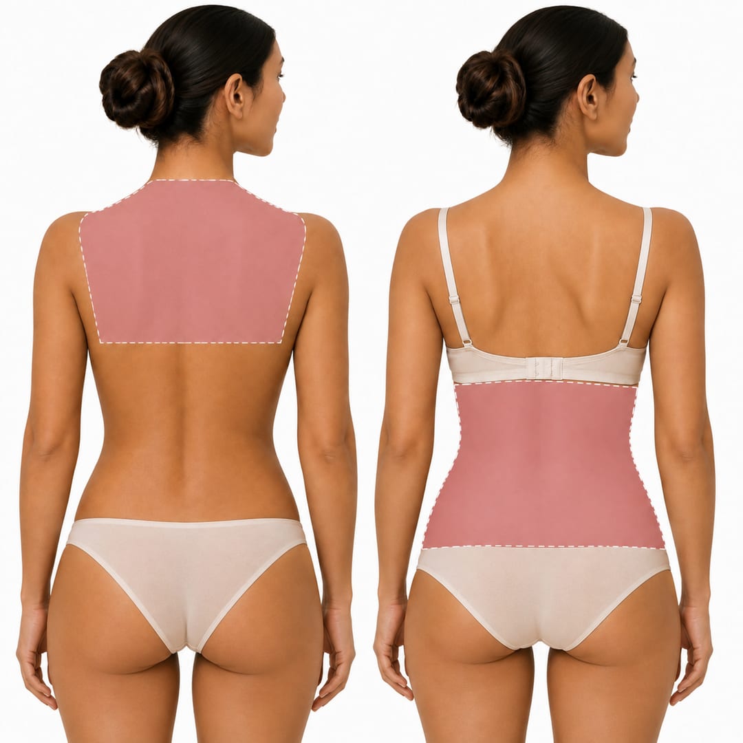Area covered by Half Back Wax at Eybonee Spa, Thousand Oaks CA
