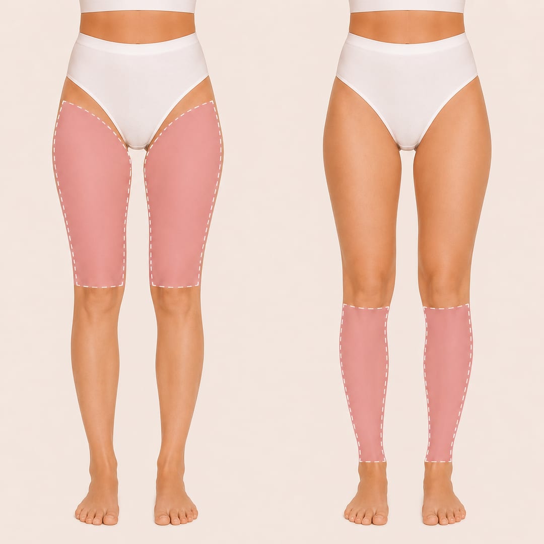 Area covered by Half Legs Wax at Eybonee Spa, Thousand Oaks CA