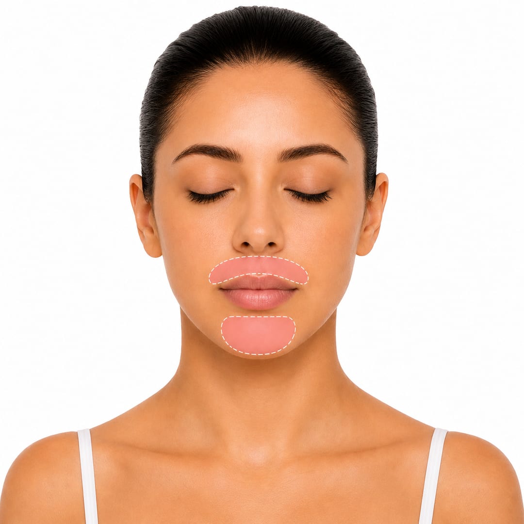 Area covered by Upper Lip / Chin Wax at Eybonee Spa, Thousand Oaks CA